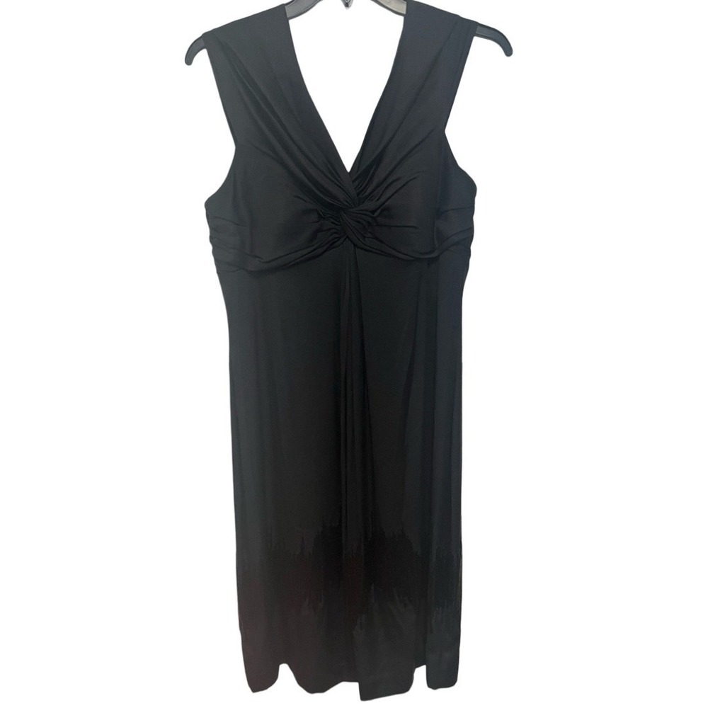 THEIA Black Silk Blend Beaded Hem Knee Length Cocktail Dress Size 12